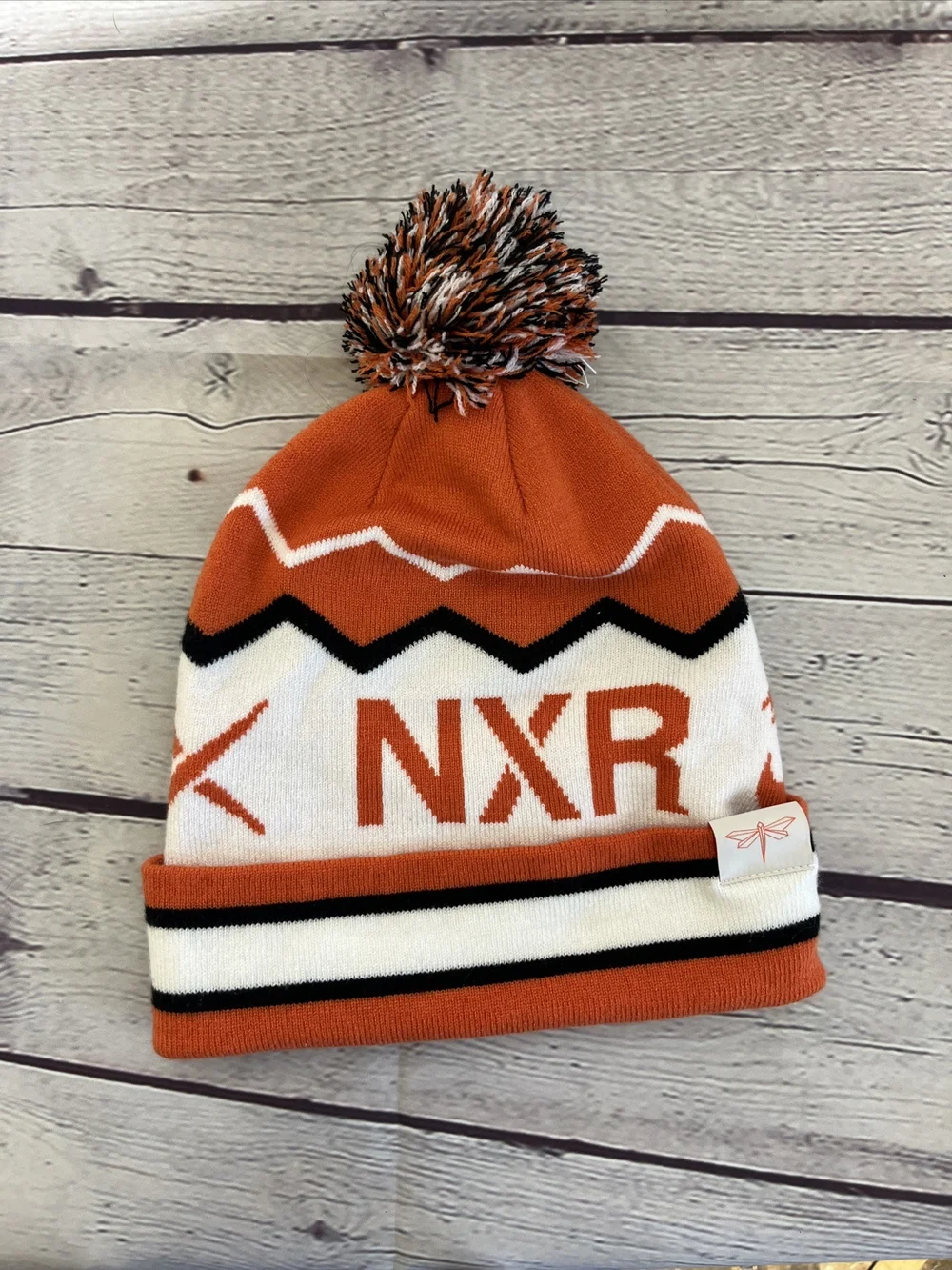 Nike NXR Orange, White & Black Pom Knit Beanie
